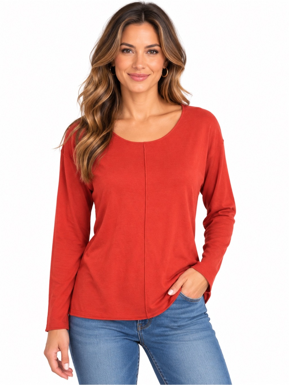 Gibson Latimer Bishop burnt orange sweater long sleeve knit pullover SMALL nylon